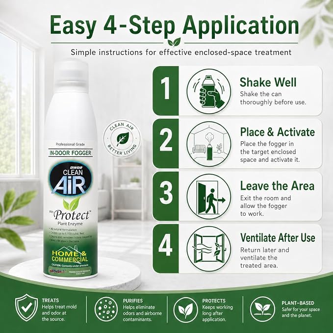 DWD2 Protect™ Home & Commercial Mold-Treatment Plant-Based Mold-Odor Remover Fogger Treatment - eco-friendly solution for a safer and healthier living and working space. (14 oz)