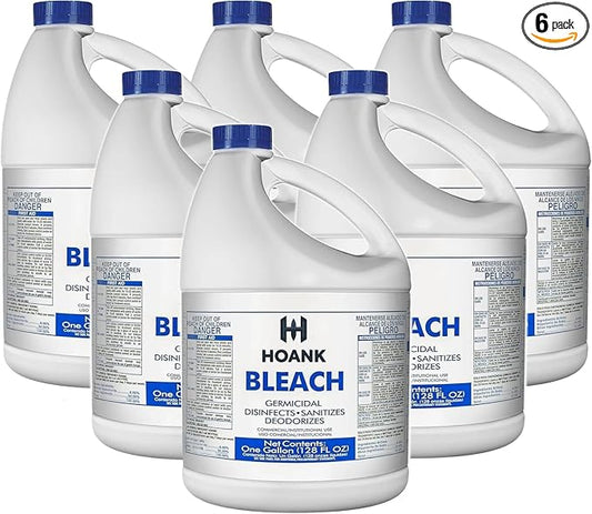(6 Gallons) Ultra Germicidal Liquid Bleach - For Laundry, Disinfecting, Sanitizing, Deodorizing, Mold & Mildew Stain Remover - 1 Gallon Jugs