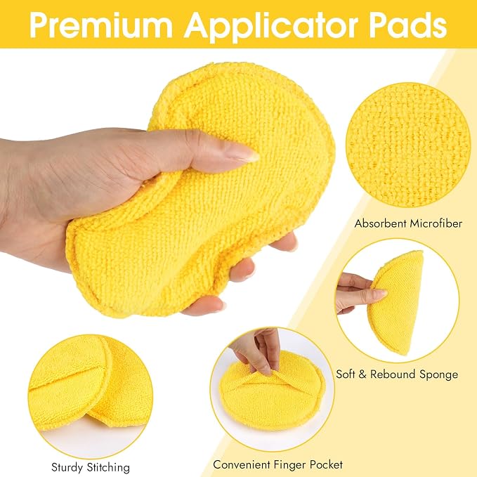 10 Pack Wax Applicator Pads Microfiber with Finger Pocket for Car Wax | Foam applicator pad with finger pocket, Scratch-free waxing for cars & household, Machine washable & reusable