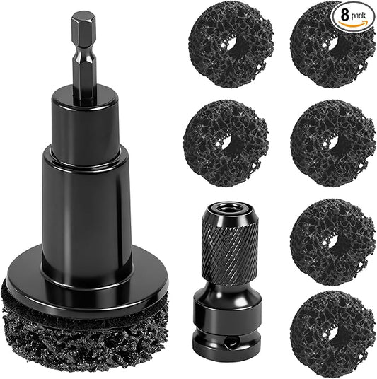 Wheel Hub Resurfacing Kit Wheel Stud and Hub Cleaner for Quick Rust Removal on Lug Studs and Brake Rotors,Includes 7 Cleaning Pads and,Fits 1/2” Wrenches or Electric Drills,Maintenance Tool for Cars