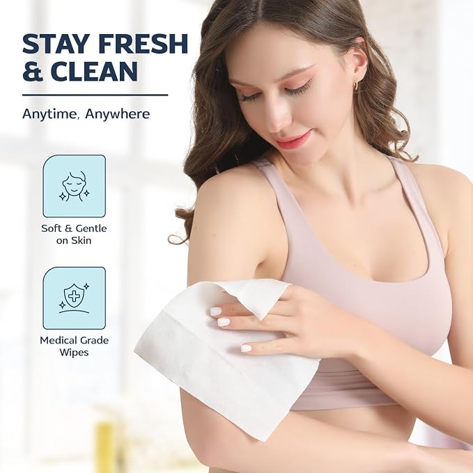 120 XL Shower Wipes – Body Wipes for Adults Bathing No Rinse – 12 Packs of 10 – Extra Moist Bath with Aloe & Vitamin E for Camping, Travel, Gym & Bedridden Care