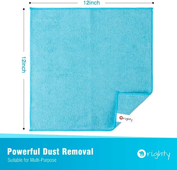 Orighty Microfiber Cleaning Cloth, Cleaning Rags, 6 Pack, 12x11 in | Microfiber Towels for Cars, Soft Highly Absorbent Rag, Lint Free Cloths for Car Care, House, Kitchen