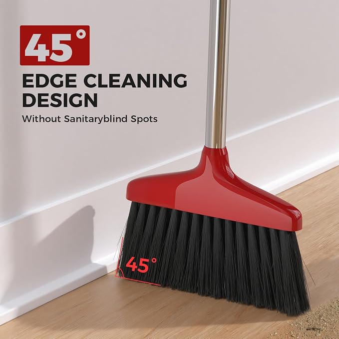 Handy Broom, Indoor/Outdoor Brooms, Duty Kitchen Broom, for Home Garage Kitchen Office Courtyard Lobby Patio Lawn Concrete (1 Pack, Red, New)