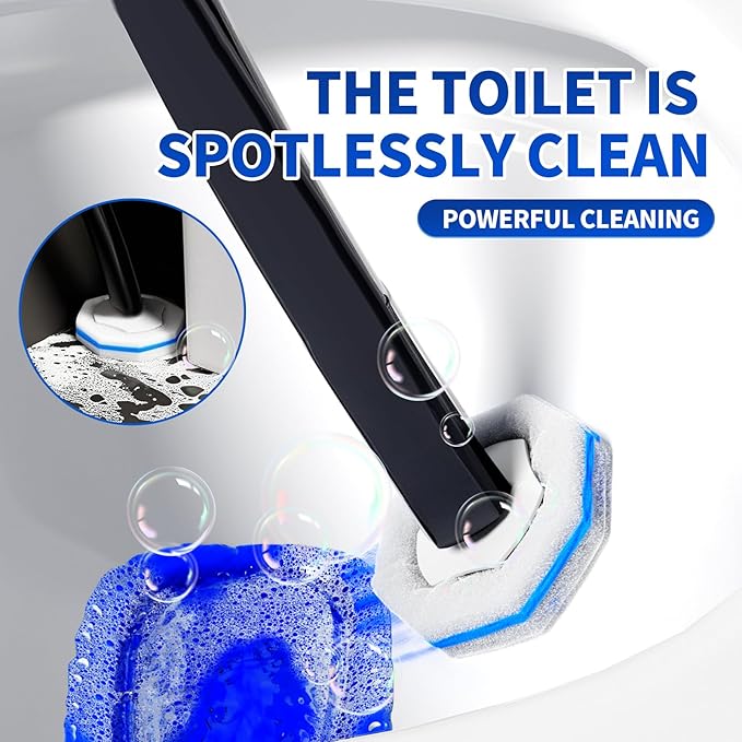Disposable Toilet Brush - Toilet Bowl Cleaner, Toilet Cleaning Supplies, Toilet Brush with Holder, Toilet Bowl Cleaner Wands，40 Refills for Toilet Cleaning and Hygienic Bathroom Maintenance