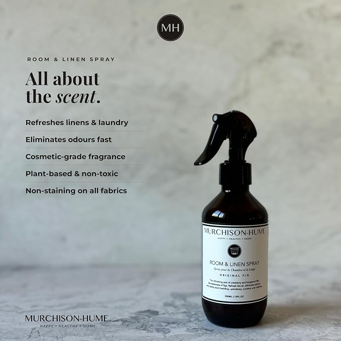 Murchison-Hume Room & Linen Spray – Original Fig, 10 oz | Non-Toxic, Pet-Friendly, Eco-Friendly Luxury Home Fragrance | Elegant Scent for Bedding, Upholstery & Interiors