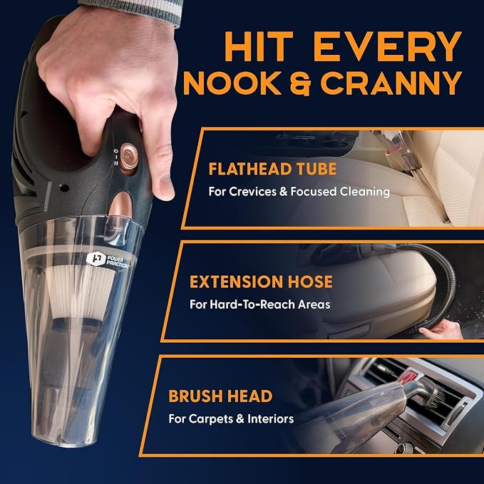Power Practical Handheld Cordless Vacuum, Portable Car Cleaner with Strong Suction