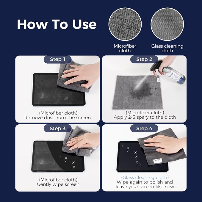 WELKIN Screen Cleaner Gel Kit, 18.6 oz + 2 oz for TV, Laptop & Phone | Gentle Gel Formula, Applies Precisely Without Dripping, Easy Screen Cleaning, Includes 1 Microfiber Cloth & 1 Glass Wipe