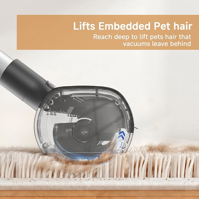Pet Hair Remover for Carpet, Carpet Sweeper with Dust Container | Carpet Hair Removal Tool with 5 Feet Long Handle to Remove Cat and Dog Hair from Carpet, Rugs, Mats, Furniture, Upholstery