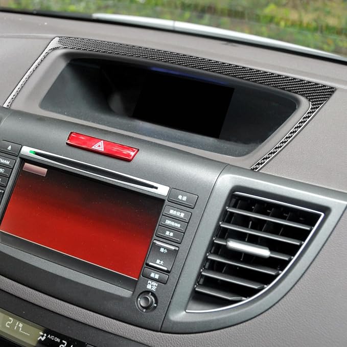 Real Carbon Fiber Trim for Honda CRV Accessories | for CR-V 2012 2013 2014 2015 2016 Central Console Navigation Display Panel Cover Sticker Interior Thick Overlay Decal