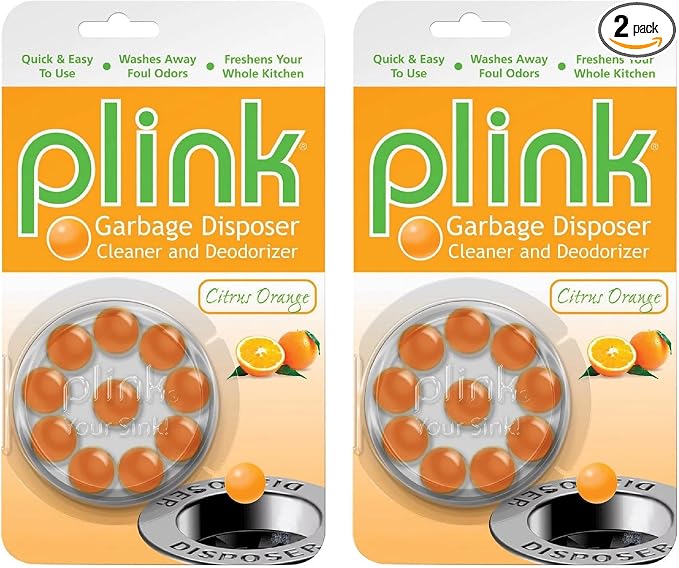 Plink Garbage Disposer Cleaner and Deodorizer, Freshener & Odor Removing Balls, Easy to Use - 20 Count, Orange