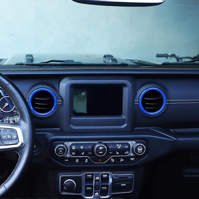 JeCar Interior Trim Kit Dashboard Air Conditioner Vent Ring Interior Accessories Compatible with Jeep Wrangler 2018-2023 JL & 2020-2023 Gladiator JT, Blue
