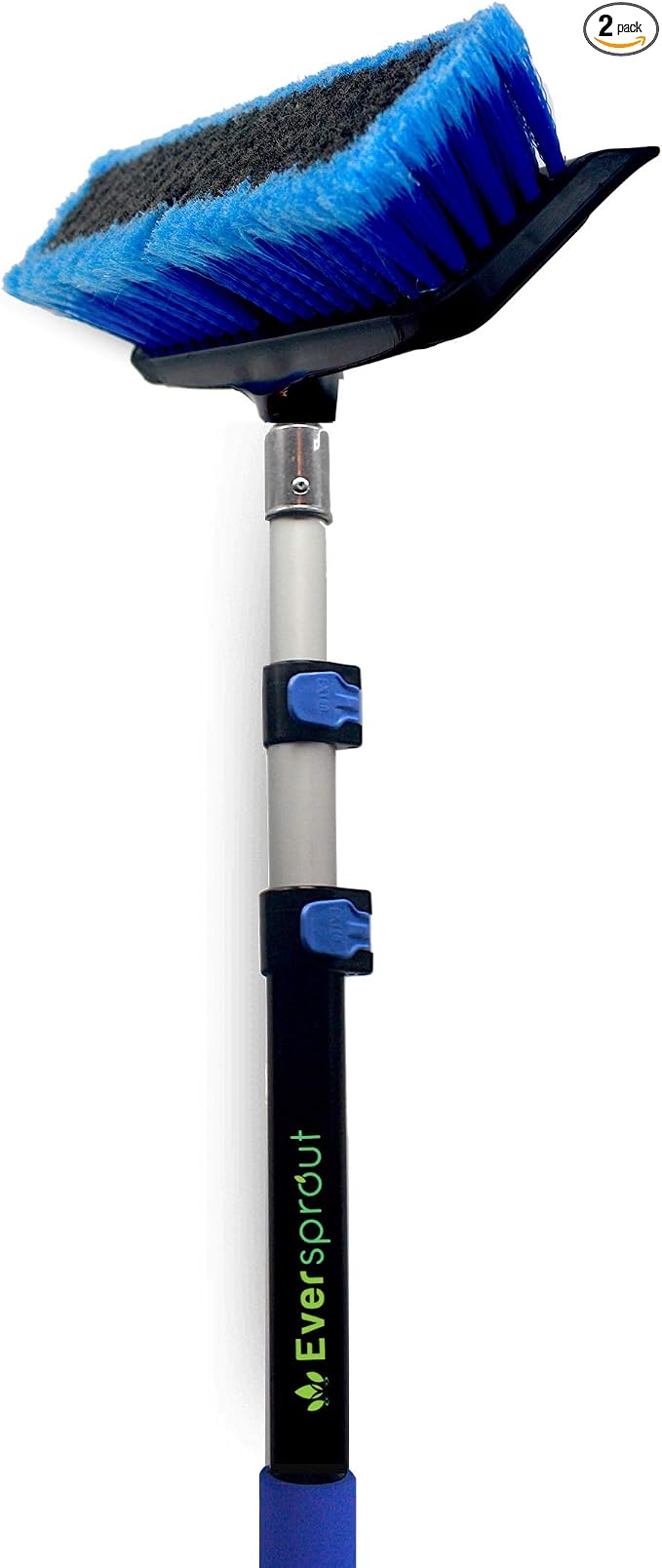 EVERSPROUT Car Brush with Rubber Bumper 5-to-12 Ft with Extension Pole | For Cars, Boats, SUVs, Trucks, Solar Panels, Reaches 20 Ft Standing, No-Scratch Rubber Bumper, Fits 3/4” Acme Threads