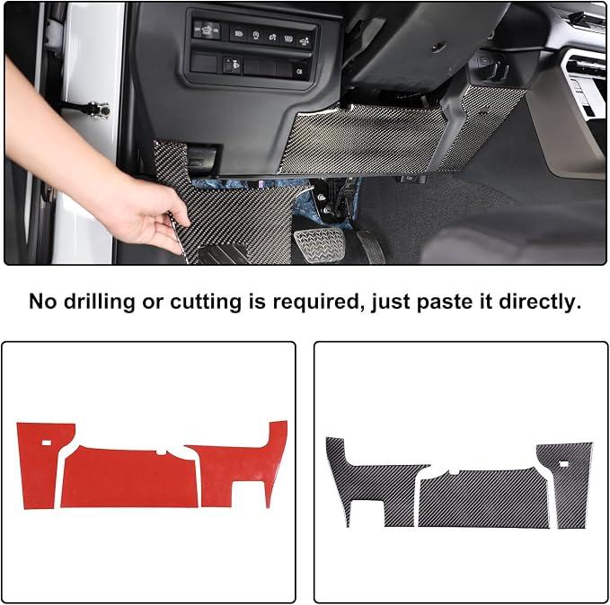 Aunginsy Car Driver's Lower Knee Pad Panel Trim Sticker Compatible with Toyota Tundra/Sequoia 2022 2023 2024 Pickup Truck Real Carbon Fiber Decorative Sticker Protection Cover Interior Accessories