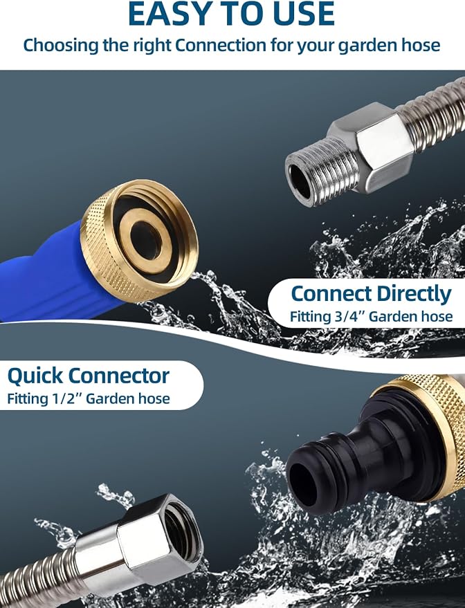 Jet Nozzle Wand with 3 Tips & Quick Connectors,for Garden & Auto | Rust-proof aluminum,Non-slip grip,3 spray patterns,Fits standard hoses,Quick connect for Car/Patio/Garden/Gutter cleaning