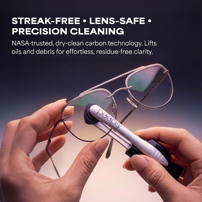 Peeps Eyeglass Lens Cleaner - Efficient and Durable Carbon Microfiber Technology - Exclusively Used by NASA - 500 Uses (Electroplated Gold)