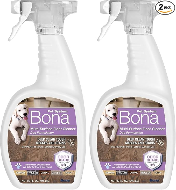 Bona Pet Spray Odor Eliminator, Dog Formulation, 32 fl oz, Safe for Carpeted Areas and Multi-Surface Floors (Pack of 2)
