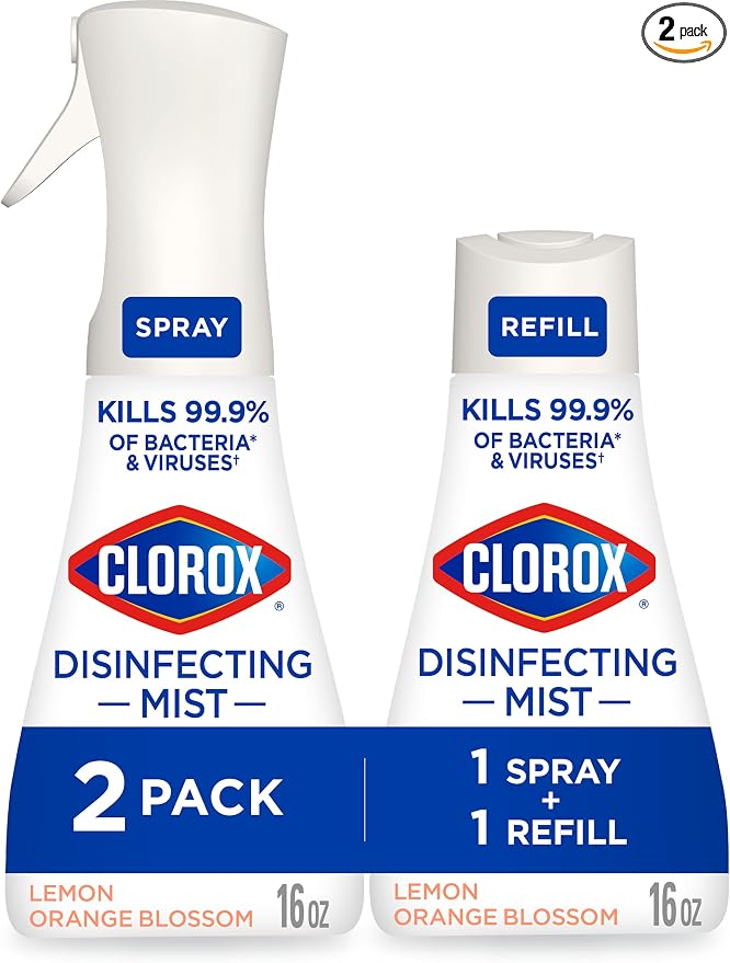 Clorox Disinfecting Mist, Lemon and Orange Blossom, 1 Spray and 1 Refill, 16 oz Each