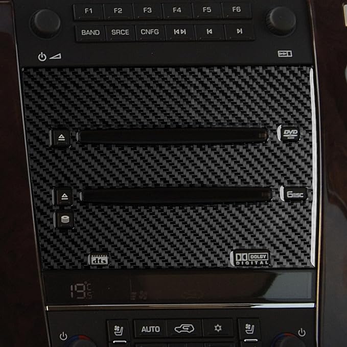 Fit for Cadillac Escalade ESV 2007-2014 / EXT Hybrid 2009-2013 | Real Carbon Fiber | Accessories | Central Console CD Panel Trim | Stickers | Self-adhesive | Thick Overlay