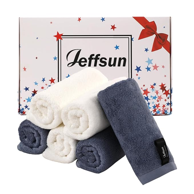 Wash Cloths 6 Pack, Super Soft and Gentle Face Towel on Sensitive Skin, Reusable Makeup Remover Eraser, 13x13 inch Large Washcloths for Face and Body, Easy to Clean Slate Blue Facial Cleaning Cloths