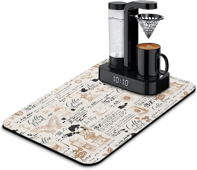 Coffee Mat 23inx15in,Coffee Bar Mat for Countertops,Absorbent Hide Stain Anti-Slip Coffee Bar Accessories Fit Under Coffee Machine Mat,dish drying mats for kitchen