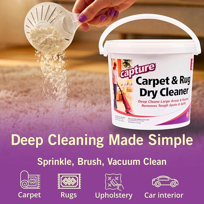 Capture Carpet & Rug Dry Cleaner: Carpet Deodorizer & Freshener Powder - Pet Odor Eliminator - Spot & Stain Remover - Fresh Natural Scent - Carpet Cleaner Powder - Dry Rug Powder Cleaner (4 lb)