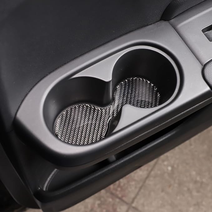 Car Interior Door Groove Gate Pad, Inner Door Slot Mats, Car Cup Holder Coaster Mat for Honda Pilot 2016-2022/ Passport 2019-2023, Carbon Fiber (2rd Row Cupholder Slot Mat)