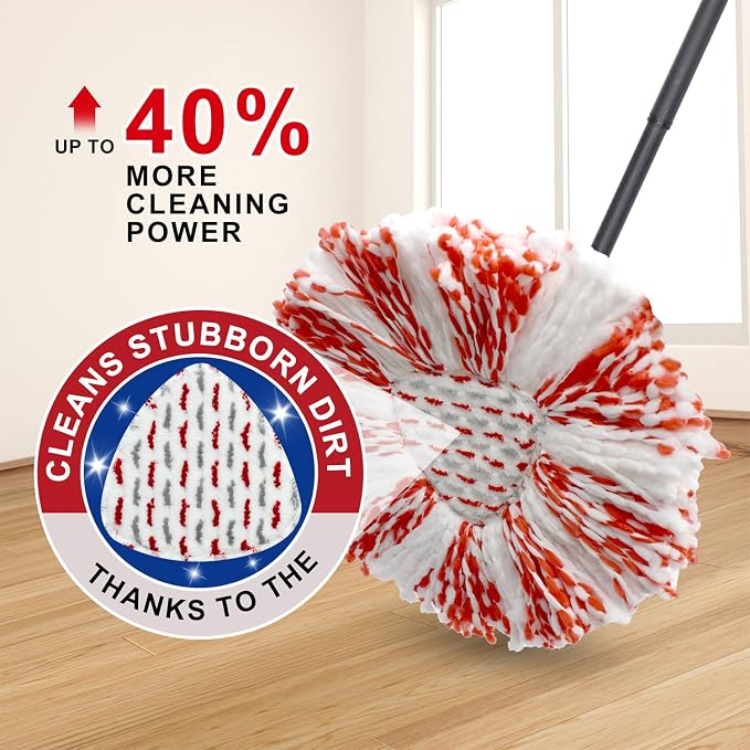 3 Pack Deep Clean Refill Compatible with O Ceda EasyWring Spin Mop & Bucket System Microfiber Mops Heads Refill for Oceda Easywring 1 Tank Spin Mop System, 40% More Cleaning Power, Scrub Pad