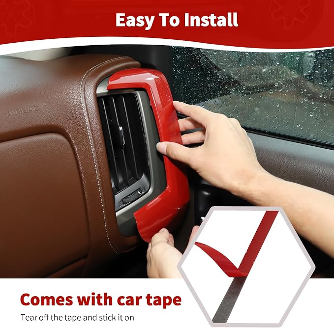 RT-TCZ for Silverado Red Dash Panel Trim Cover for GMC Sierra Chevy Silverado 2014-2017 ABS Interior Accessories 4pcs