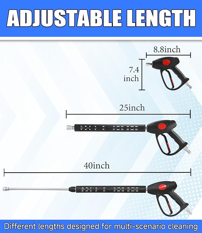 M MINGLE Swivel Pressure Washer Gun, 40 Inch Power Washer Wand with 3/8" Quick Connect, 4000 PSI High Pressure Spray Gun for Car Wash, 5 Nozzle Tips