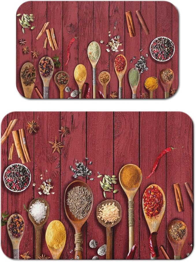 Dish Drying Mat 2-Pack in Kitchen Spices for Kitchen Counter Dishes Mat | Diatom Mud Mats (18x24, 19.5x12"). Non-slip rubber back for kitchen counter, coffee bar & sink scenes
