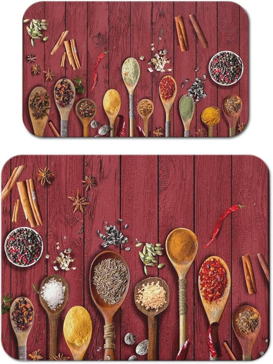 Dish Drying Mat 2-Pack in Kitchen Spices for Kitchen Counter Dishes Mat | Diatom Mud Mats (18x24, 19.5x12"). Non-slip rubber back for kitchen counter, coffee bar & sink scenes