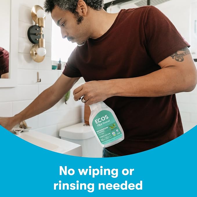 ECOS Bathroom Cleaner - Shower, Tile & Bathtub - All Purpose Cleaning Spray & Shower Cleaner - No Scrub or Rinse Needed for Soap Scum Remover- Natural Bathroom Cleaning Supplies ( Pack of 2 )