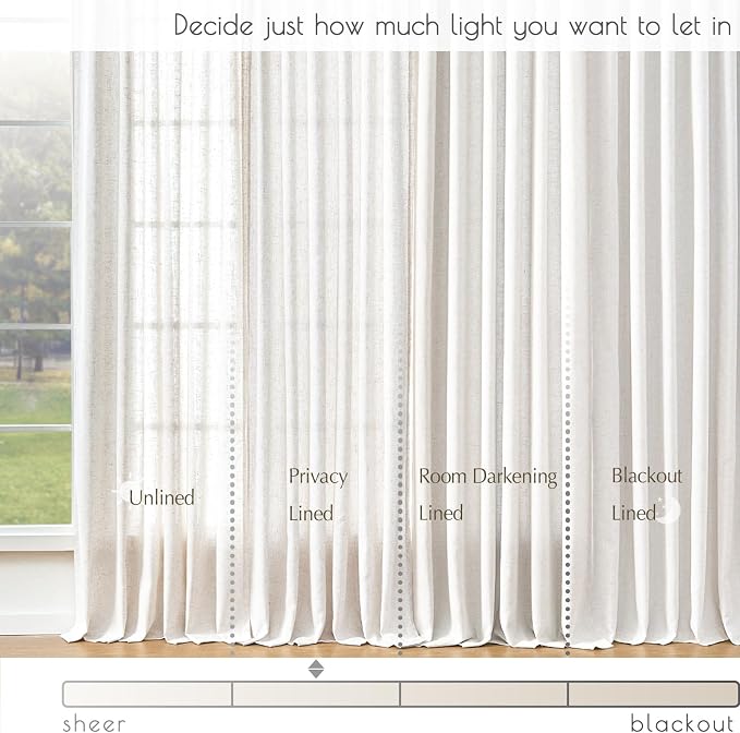 jinchan Linen Tier Curtains with Lined, 26x45, 2 Panels, Beige White | Light filtering, rod pocket, cafe curtains, machine washable, small window treatment, cottage style, kitchen, laundry room
