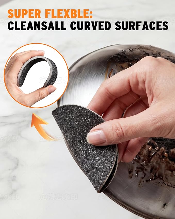 Stainless Steel Sponge Suitable for Stainless Steel Surfaces Zero Chemicals Emery Sponges Scratch-Free & Long-Lasting for Heavy Duty Burnt-On Stain Removal (8-Pack)