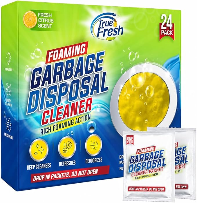 True Fresh Foaming Garbage Disposal Cleaner Pods, Fresh Lemon Scent, 24 Pack (24, Fresh Citrus Scent)