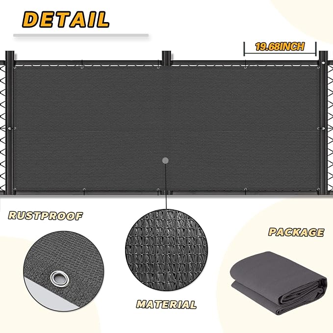 LOVE STORY 3' x 12' Balcony Privacy Screen Cover for Apartment, Dark Grey | HDPE Fabric, 95% UV Block, Fence Cover for Patio Deck, Railing Screen for Porch, Privacy Protective, Custom Size Available