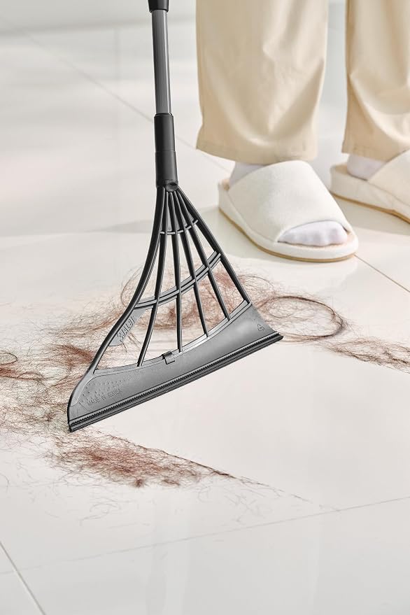 Original Broombi - All-Surface Silicone Broom, Squeegee, Pet Hair Remover - Smart Broom for Indoor Cleaning - Cleans Glass, Fine Dust, Hair, Liquids - for Smooth Floors, Rugs, Windows (Black)