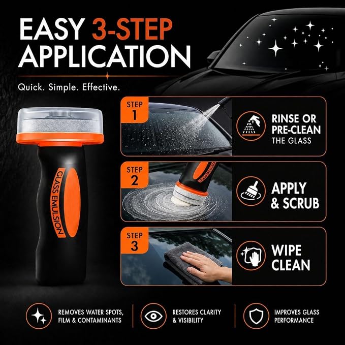 Oil Film Cleaning Brush for Car Windows，2026 Upgraded Clear Vision Windshield Cleaner with Anti-Rain Coating, Improving Clarity & Safer Driving (2 PCS)