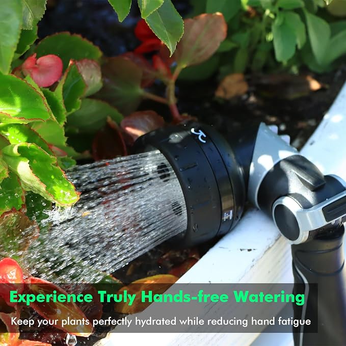 RESTMO Heavy Duty Garden Hose Nozzle, Multi-Angle Hose Spray Nozzle | 4 Adjustable Spray Patterns, Garden Hose Sprayer with Twist Switch, Thumb Flow Control, Ideal for Outdoor Lawn & Yard, Black