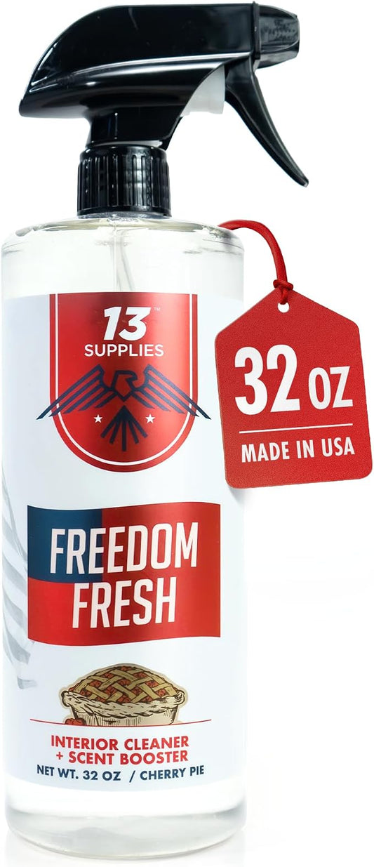 Freedom Fresh Car Interior Cleaner Spray, Cherry Pie, 32 oz | Auto Cleaner for Headliner, Mats, Interior Vehicle Cleaning, Car Dashboard Cleaner Stain Remover, Restores Shine