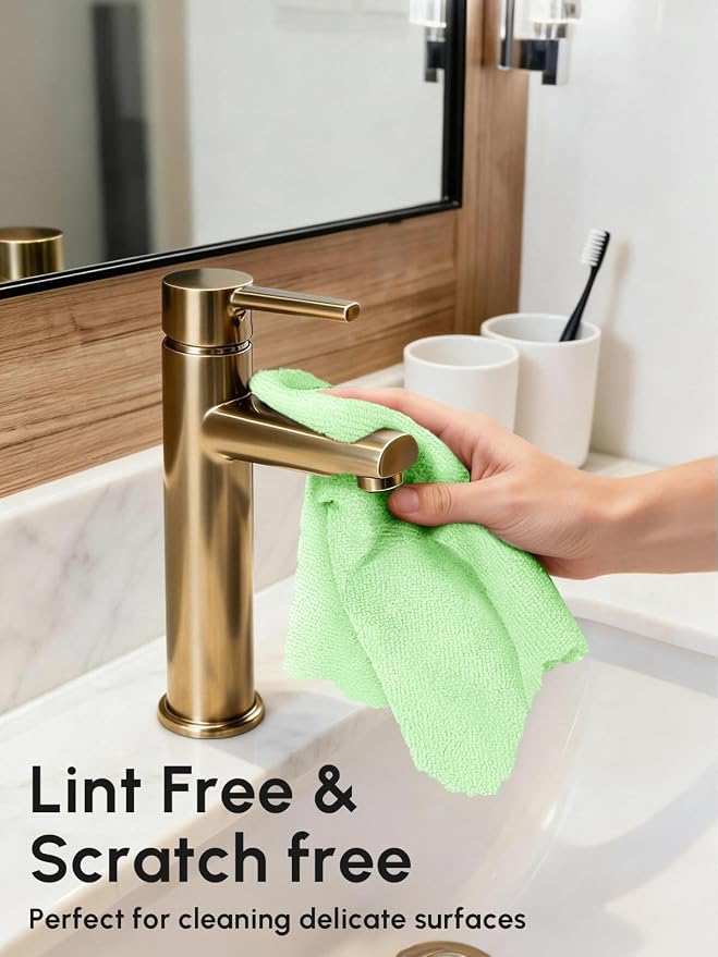 Microfiber Cleaning Cloths Roll, 75 Pack Tear Away Microfiber Towels Roll, 12" x 12" Lint Free Rags, Reusable Cleaning Cloths, Washable, Scratch Free,Ultra Absorbent Dish Rags(Green)