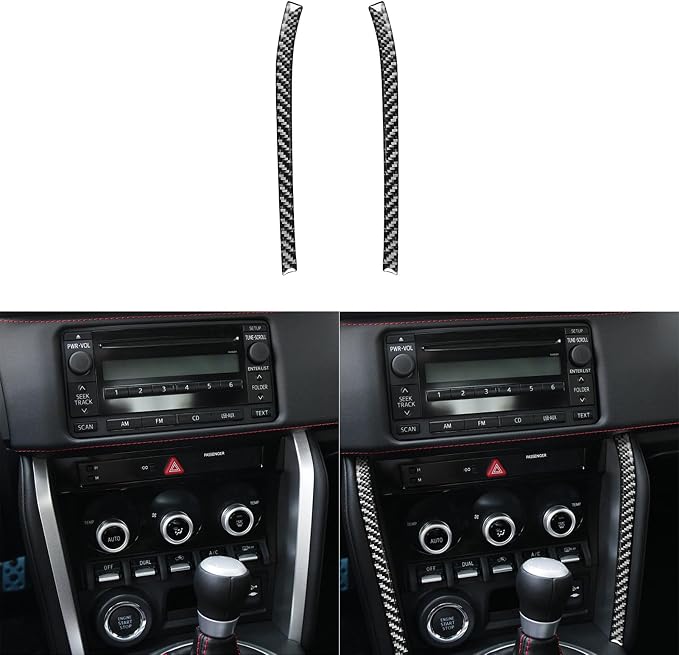 Real Carbon Fiber Trim for Subaru Accessories | for BRZ/Scion FR-S/Toyota 86 2016 2017 2018 2019 2020 Radio Control Panel Side Strip Interior Thick Overlay Decal