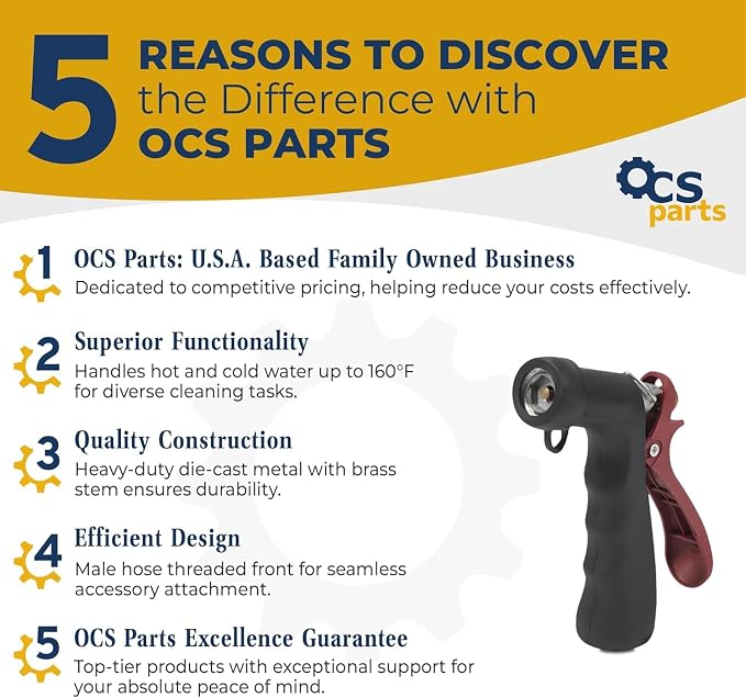 OCS Parts 12-Pack Industrial Heavy-Duty Water Hose Nozzles | Hot or Cold Water Hose Nozzle, Enhanced Comfort & Durability