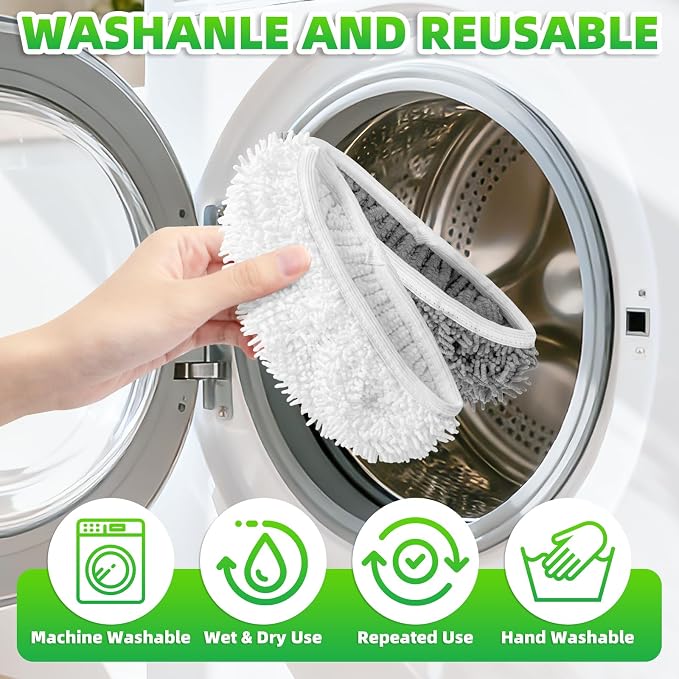 6 Pack Reusable Mop Pads for Swiffer, Microfiber Dry Sweeping Cloths | Compatible with Swiffer Sweeper Mop | Chenille Mop Refill Pads | Dry and Wet Pads Refill for Mopping Floors(Mop not Included)