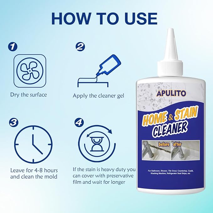 APULITO Household Cleaner Gel for Bathroom Shower Kitchen Tile Grout, Sinks Countertops 10 Fl Oz (Pack of 1)