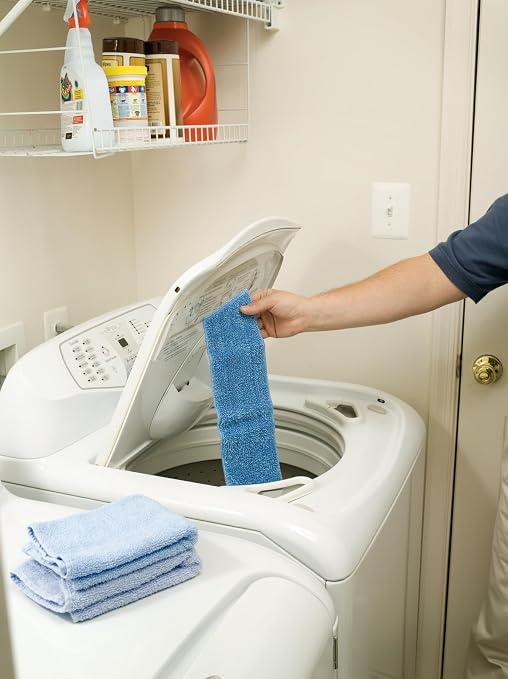Rubbermaid Commercial Products Microfiber Wet Mop Head Pad 18 inch Blue for Janitorial/Professional Cleaners and Light-Duty Cleaning/Mopping on Hard-Wood/Tile/Other Floor Sufaces