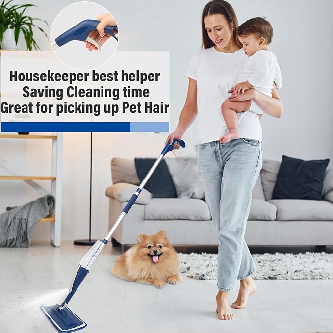 Wet Spray Mop for Floor Cleaning with 14 oz Bottle & 3 Microfiber Pads | Refillable bottle, washable pads, dry/wet use for home or commercial cleaning on hardwood, laminate, wood & ceramic floors