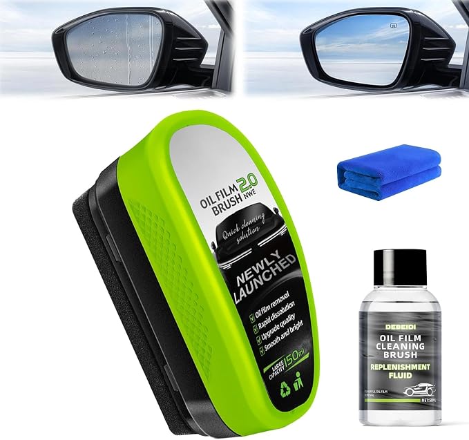 Automotive Oil Film Cleaning Brush for Car Windows,Glass Oil Film Remover for Car Glass Guard,2026 Upgrade 2.0 Cleaning Doard, 150ml Universal Clear vision Glass windshield Cleaner (1PCS)