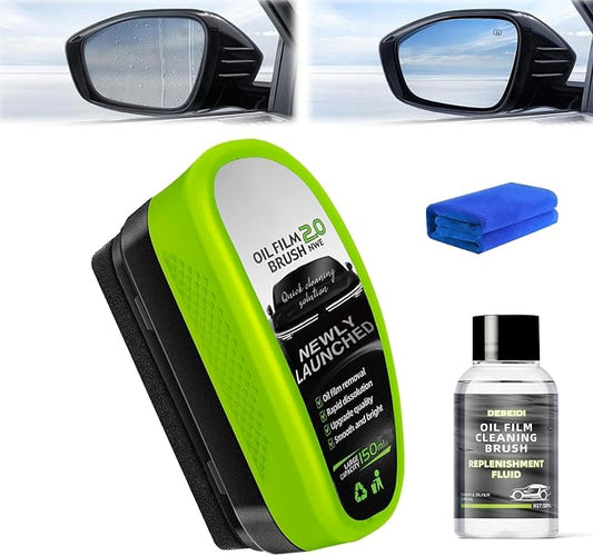 Automotive Oil Film Cleaning Brush for Car Windows,Glass Oil Film Remover for Car Glass Guard,2026 Upgrade 2.0 Cleaning Doard, 150ml Universal Clear vision Glass windshield Cleaner (1PCS)