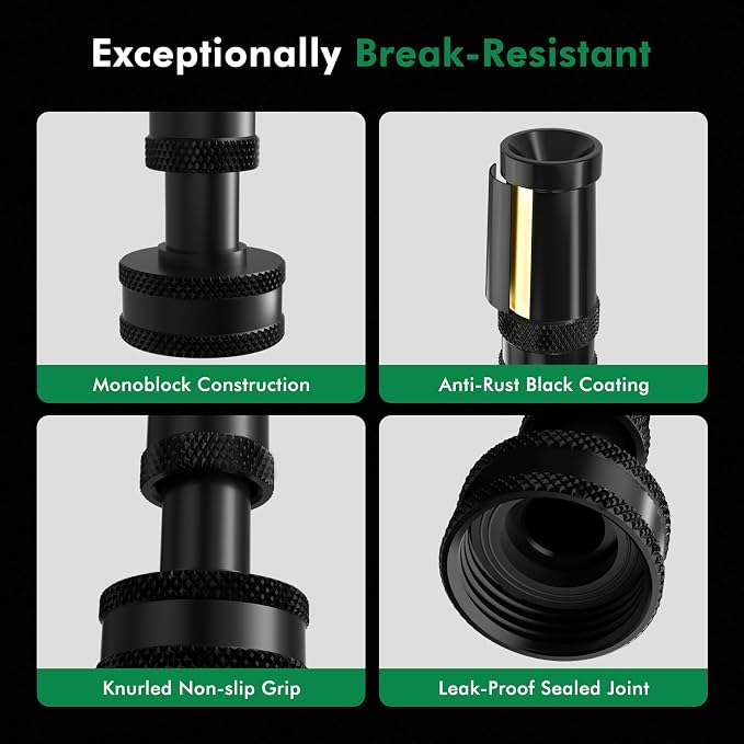 RESTMO Solid Brass Hose Nozzle, Heavy Duty Adjustable Twist Hose Nozzle | Anti-Rust Black Coating, Solid Brass Construction, Leak-proof, Adjustable 3 Spray Patterns, Ideal for Watering & Washing